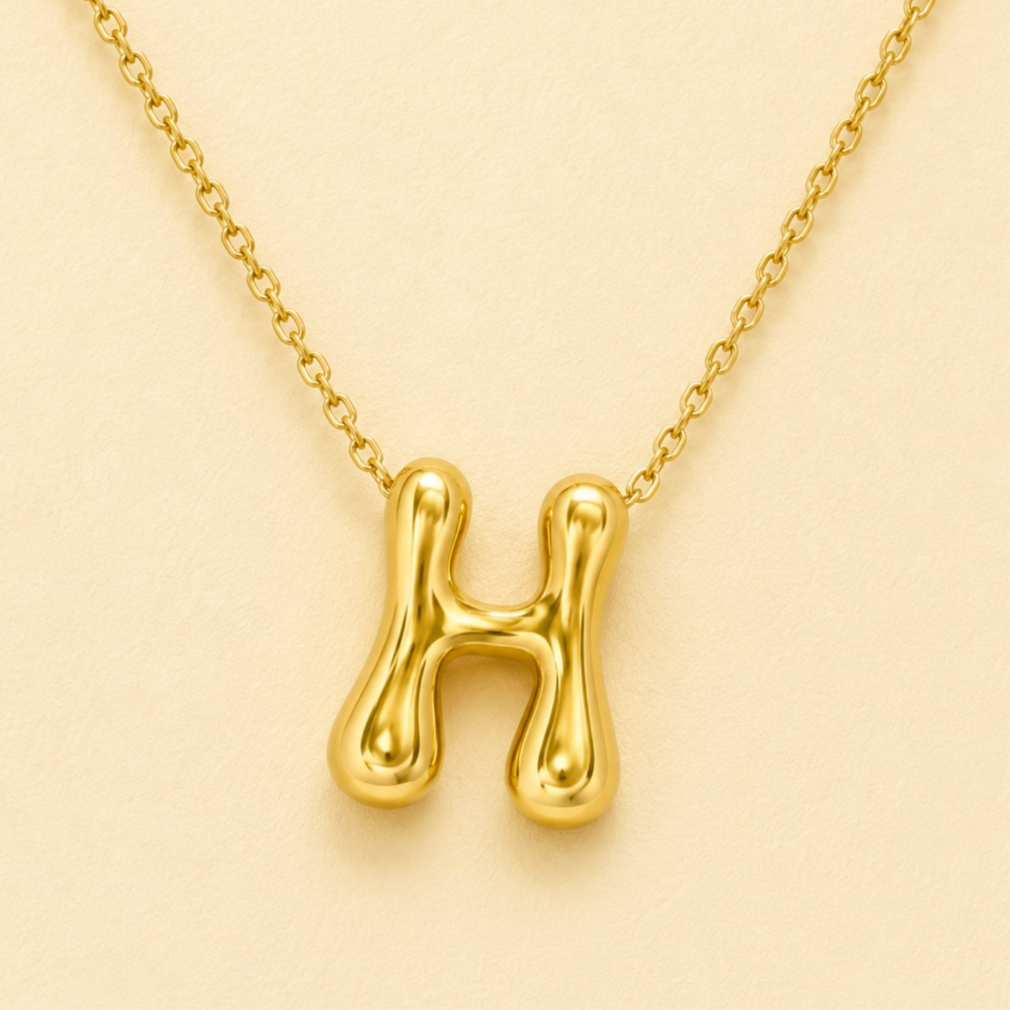 18k Gold Plated letter H gold pendant necklace