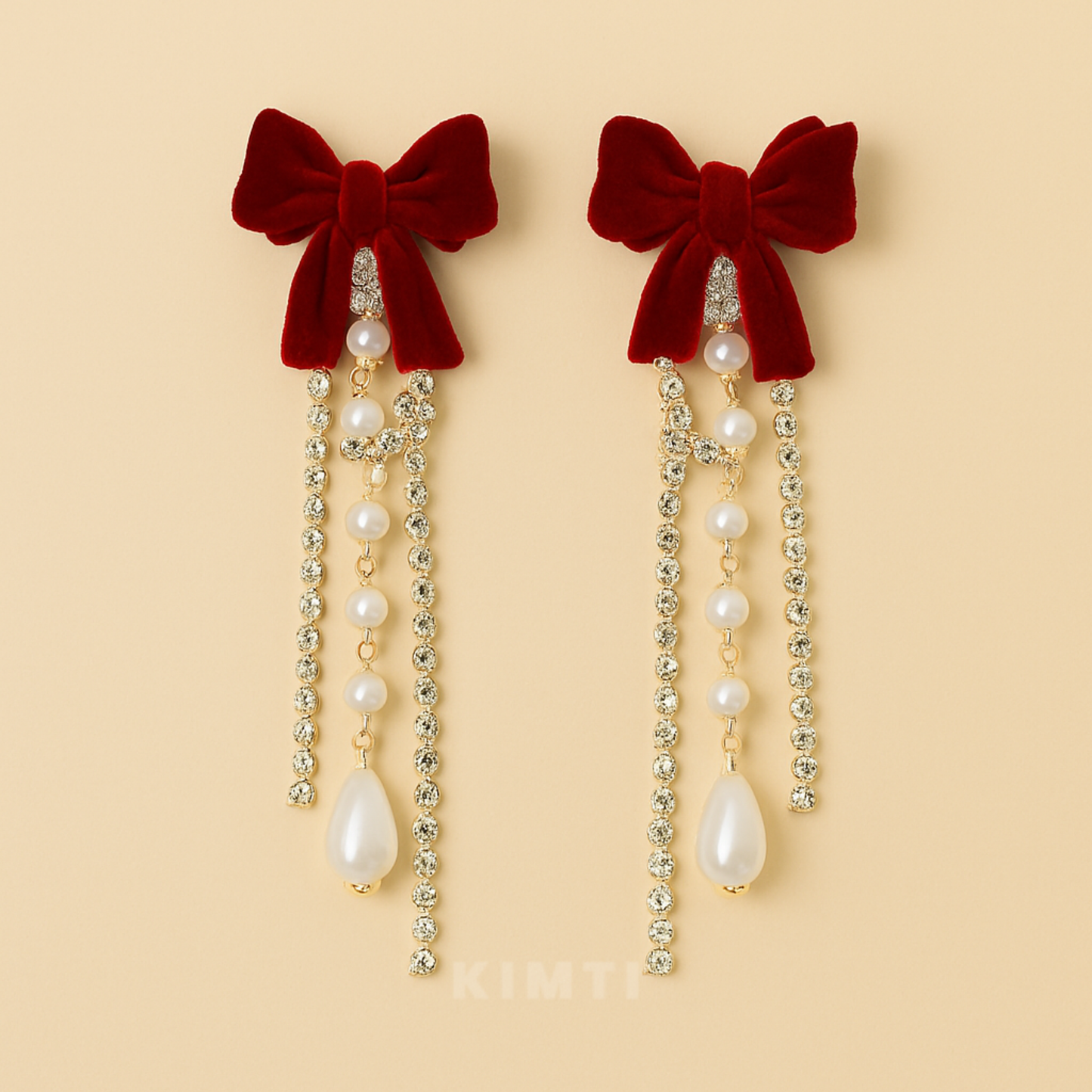 Velvet Ruby Pearl Cascade Earrings