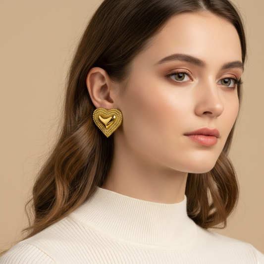 18k Gold Plated Giselle Pearl Herat Anti Tarnish Earring