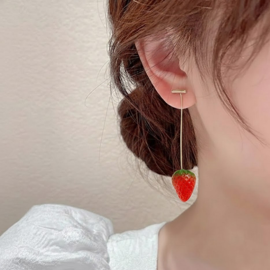 Starry Strawberry Red Drop Earring