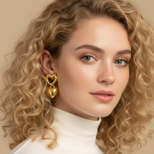 18K Gold Plated Heart Kiss Me Earring