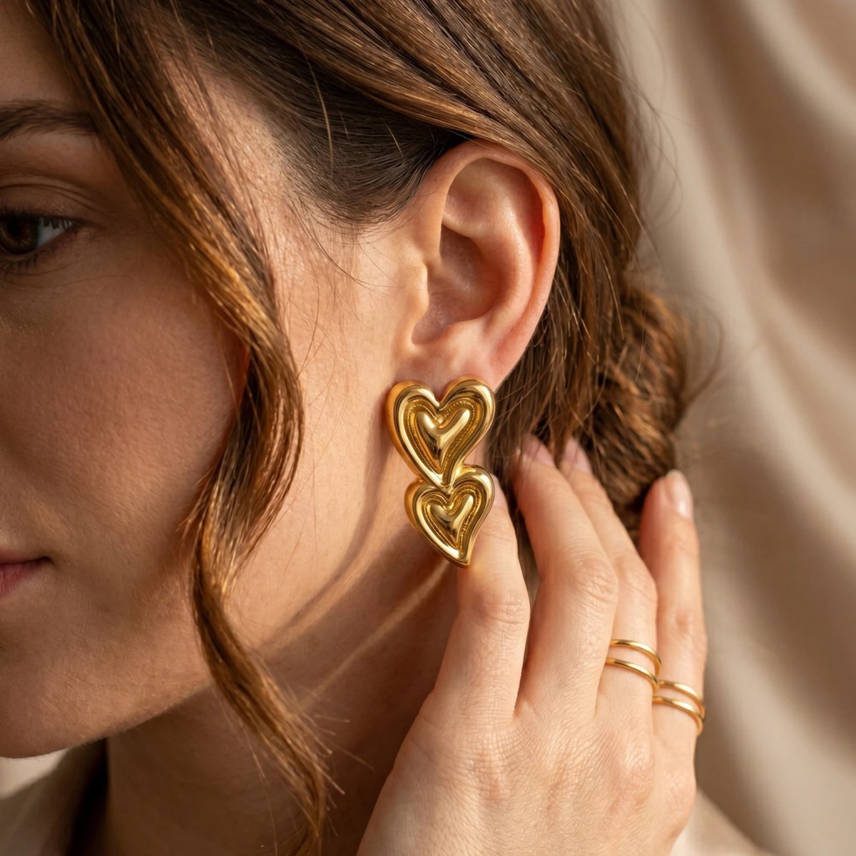 18k Gold Plated Twofold Romance Earring