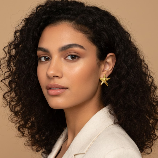 18K Gold Plated Star Fish Stud Earring