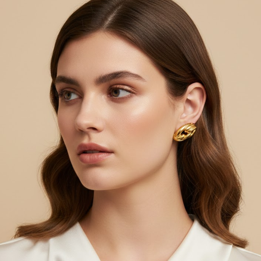 18K Gold Plated Bold N Equine Stud Earrings