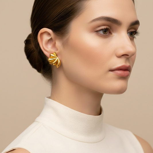 18K gold plated Aurelia Bloom Gold Stud Earrings