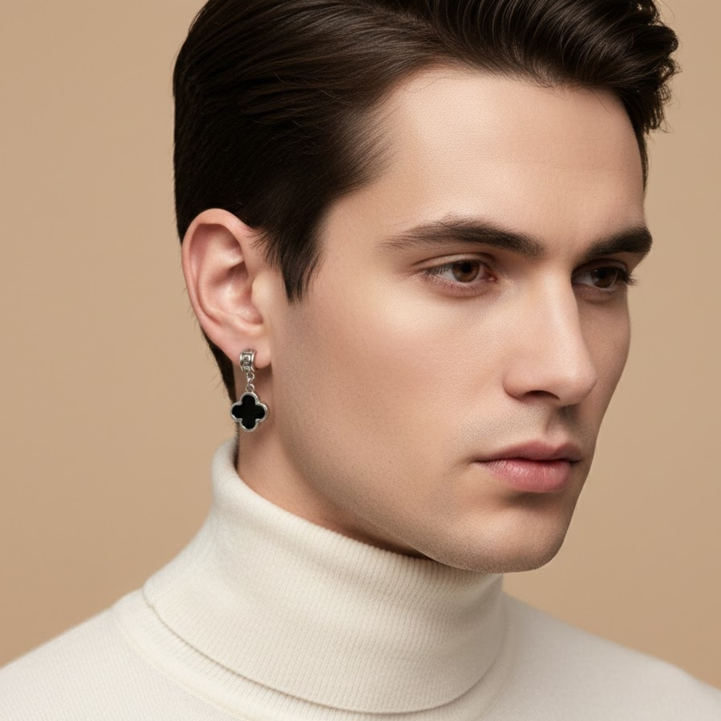 Men- Obsidian Charm Earring