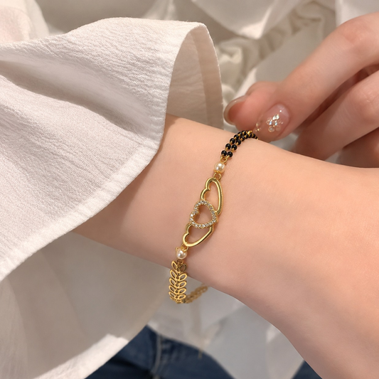 Golden Heart Mangalsutra Bracelet