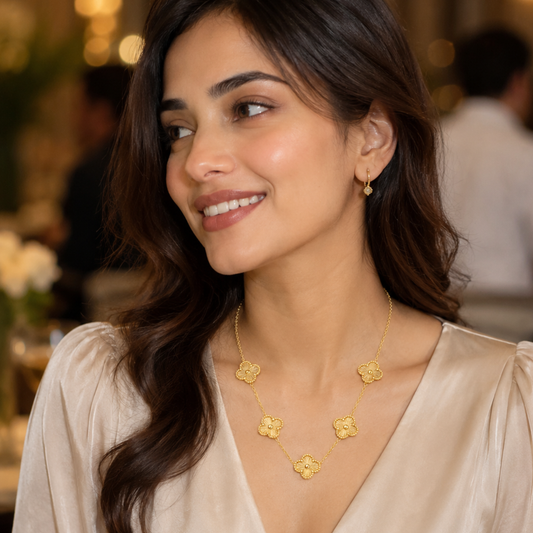 Anti Tarnish Golden Flower Necklace