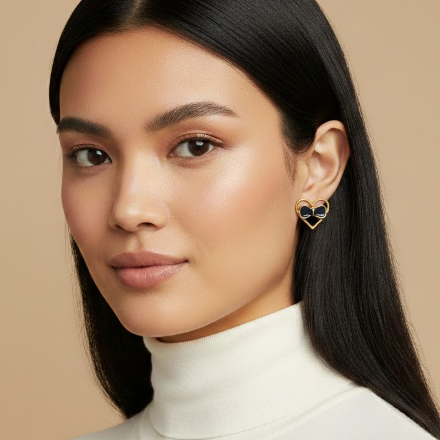 Heartstring Black Earring