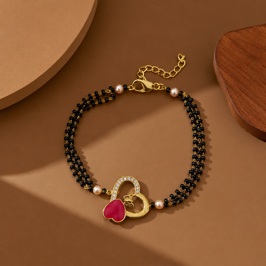Ruby Heart Mangalsutra Bracelet