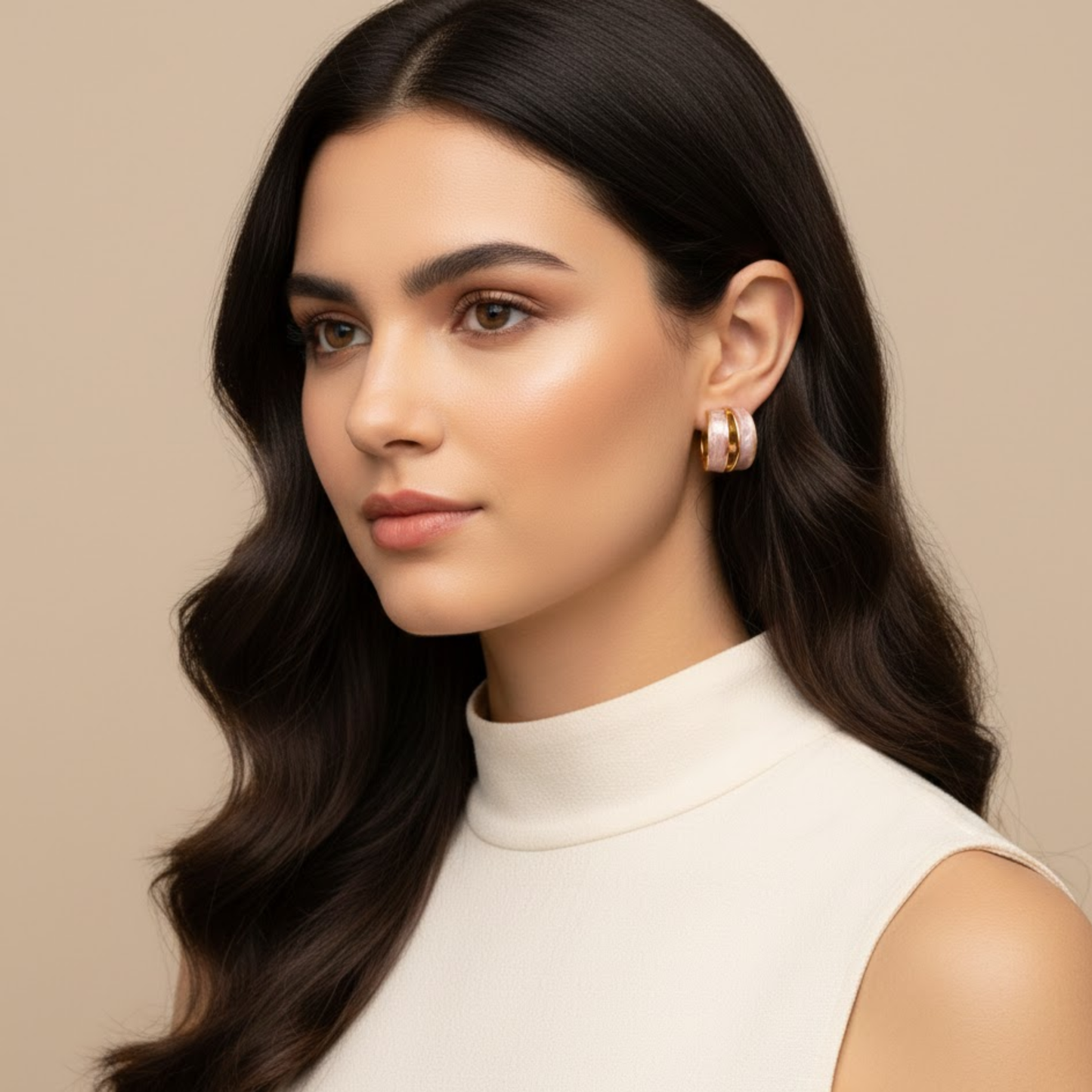 Elara Premium Enamel Gold Stud Earrings