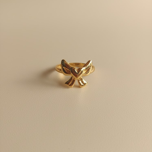 Kimti Heart Bow Ring 18k Gold Plated