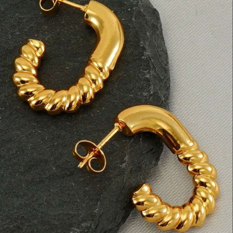 Anti Tarnish Half Hoop Golden Earrings