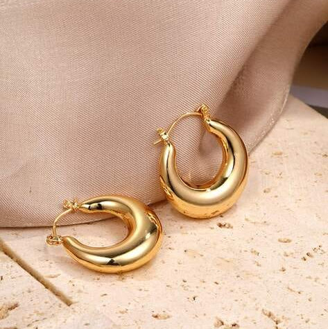 Anti Tarnish Golden Hoops Earrings