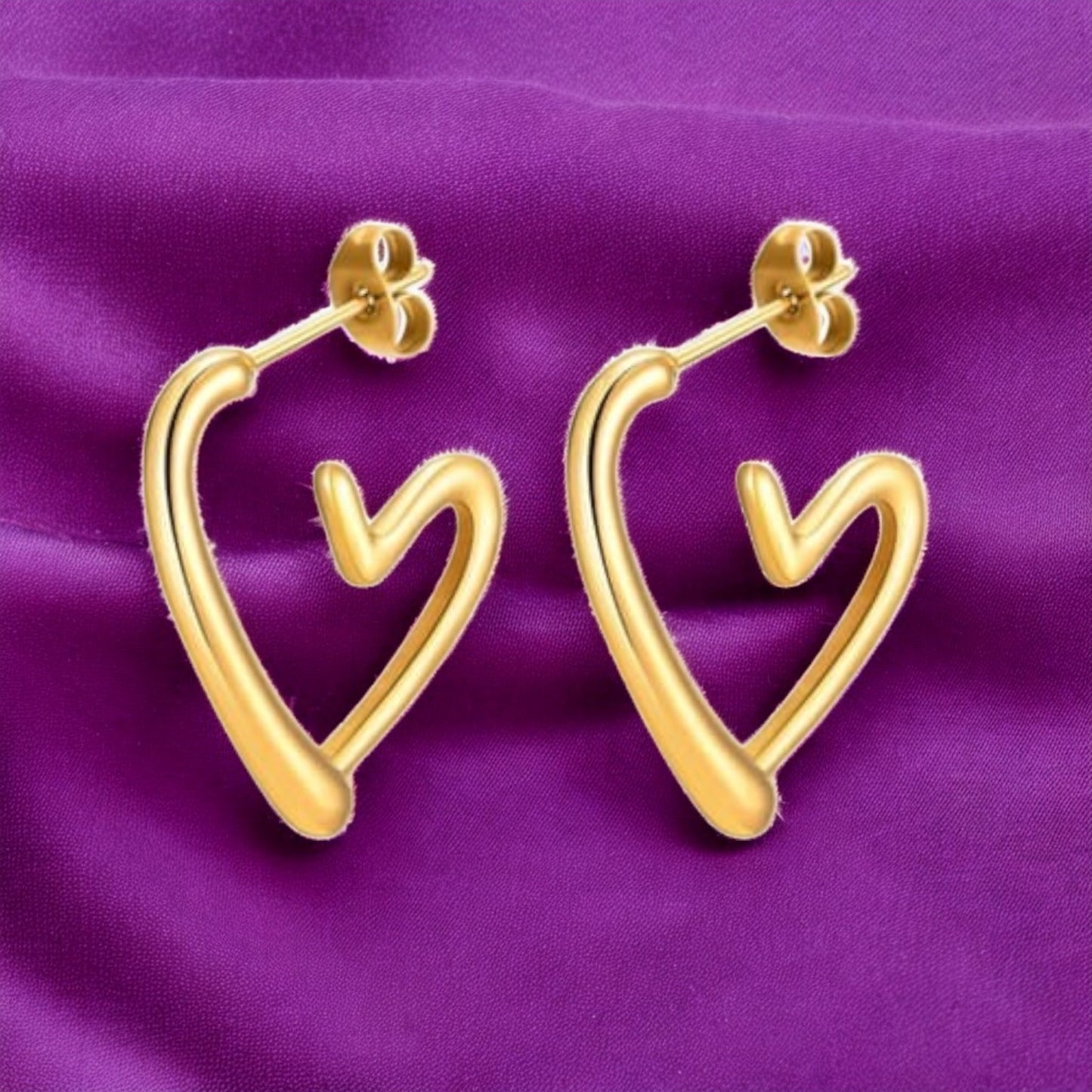 Heart Hoop Golden Earring