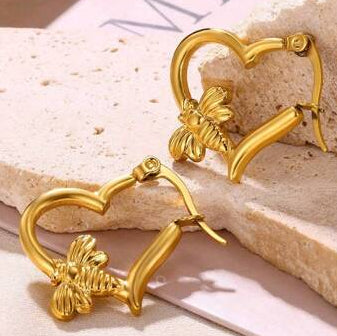 Heart Golden Hoops Earring