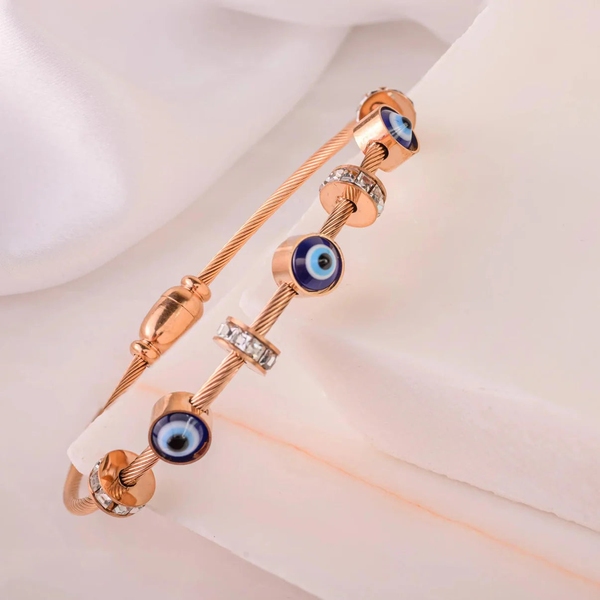 Magnetic Evil Eye Bracelet With Gift Box (Rose Gold)