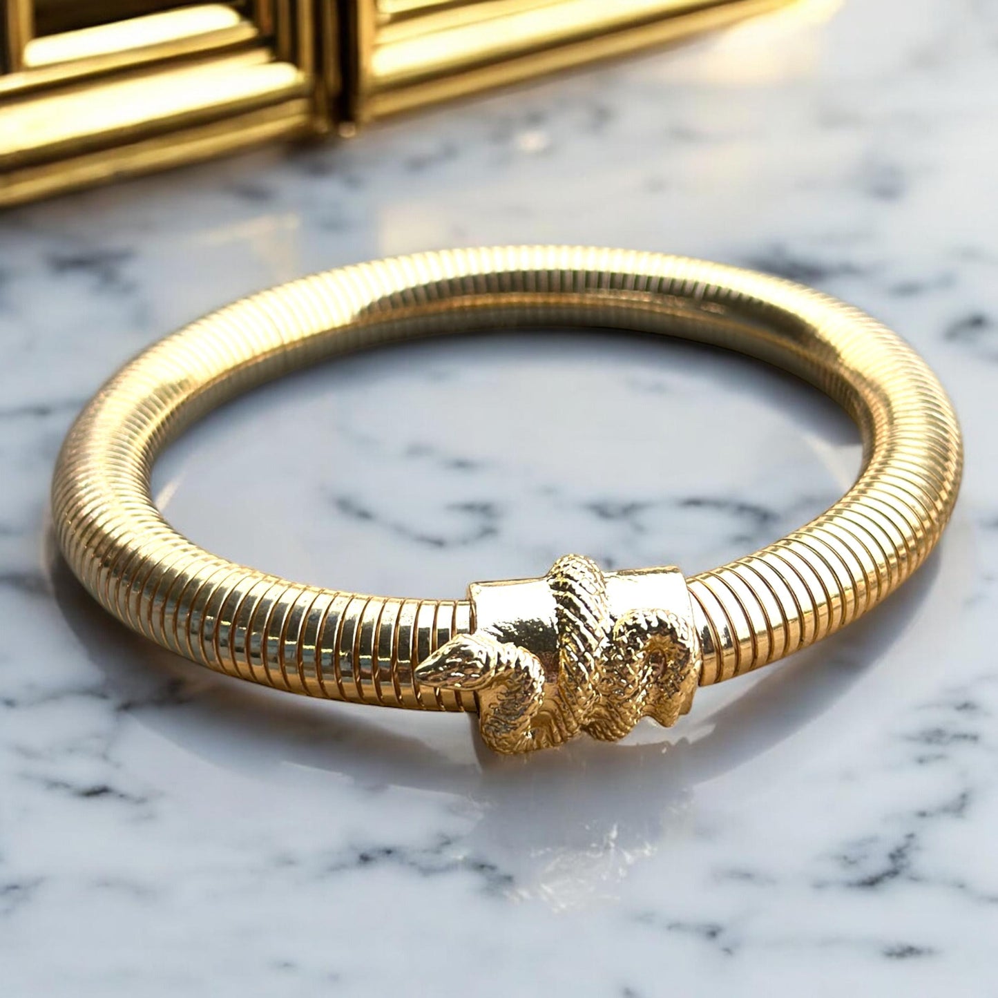 Gold Snake Spiral Bracelet