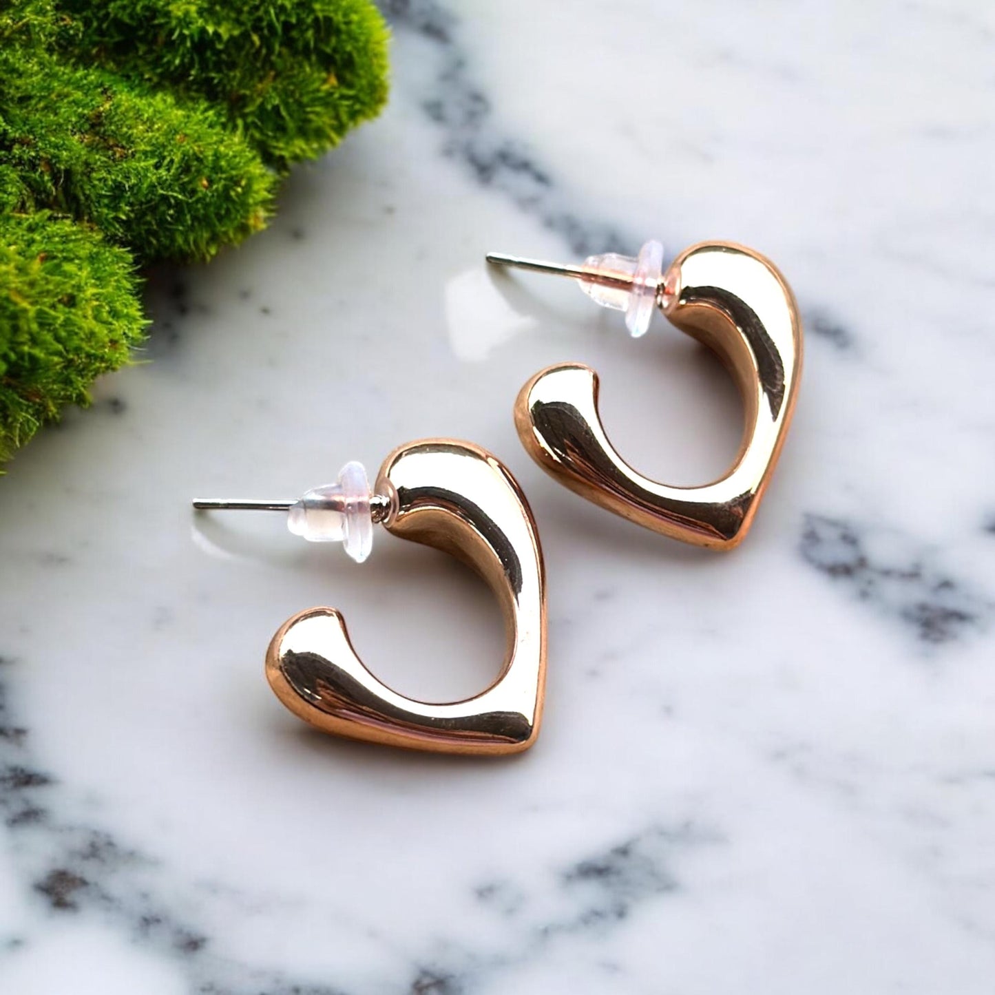 Rose Gold Heart Hoop Earring