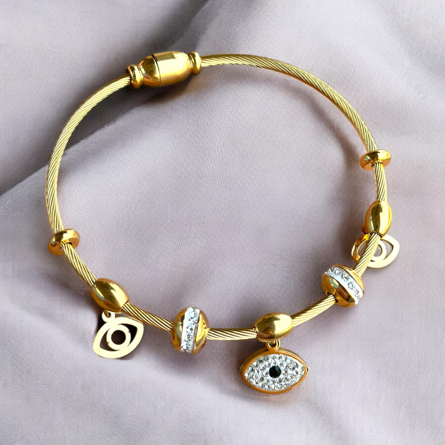 22K Gold Plated Anti Tarnish Evil Eye Bracelet