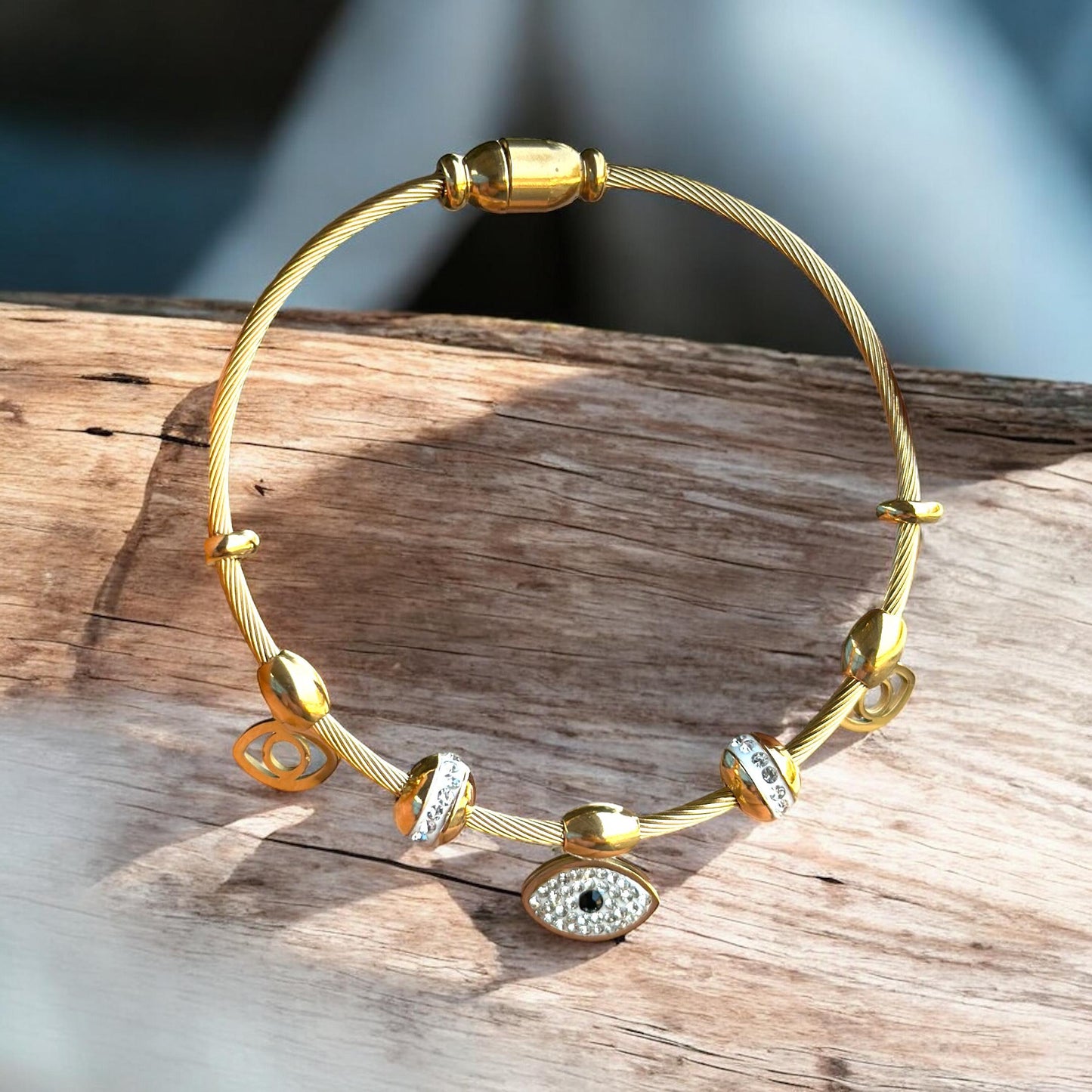 22K Gold Plated Anti Tarnish Evil Eye Bracelet