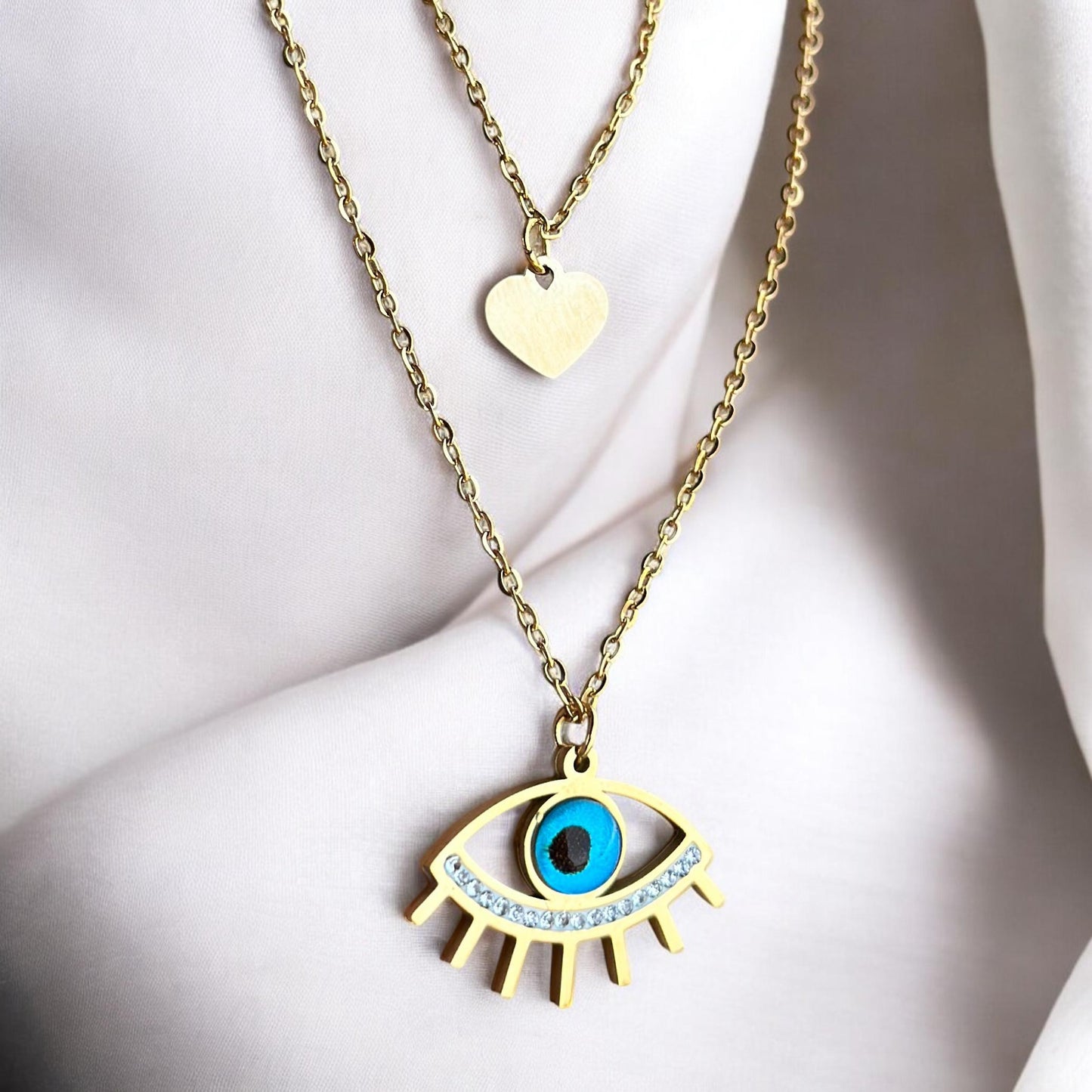 Golden Evil Eye Pendant Chain Necklace