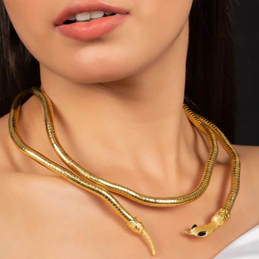 Gold Adjustable  Snake Long  Moldable Bendable Necklace