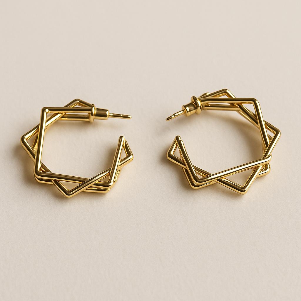 Gold-Plated Contemporary Studs Earrings