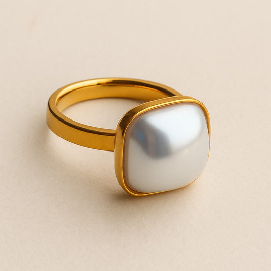 18K Gold Plated Aurora Pearl Ring for Women