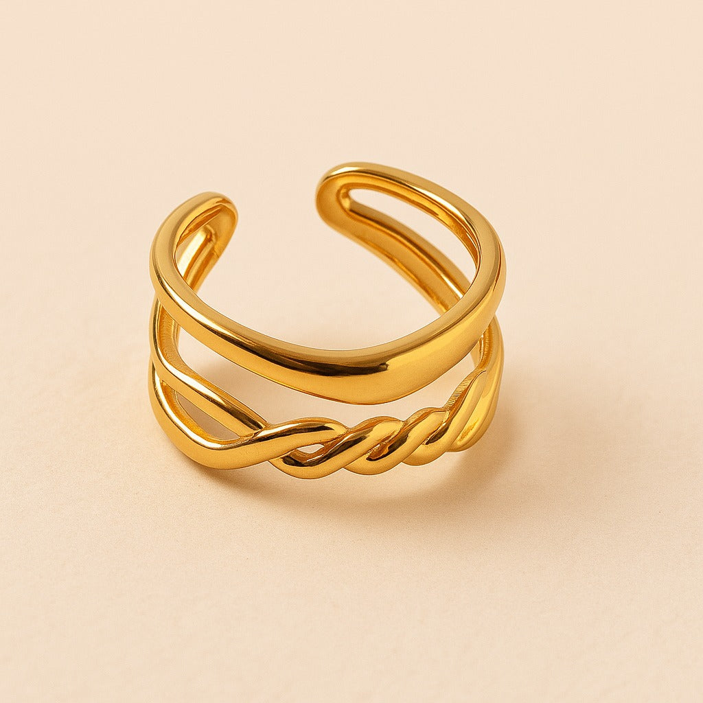 18K Gold Plated Serene Solitaire Ring for Women