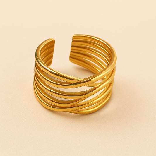 18K Gold Plated Prism Shine Ring for Women