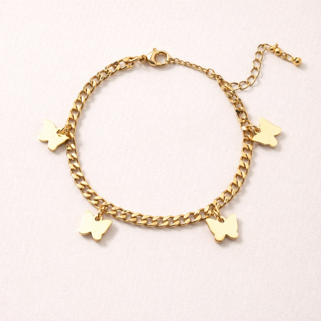 Butterfly Charm Gold Chain Bracelet