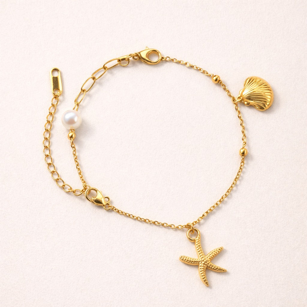 Sea Shell Charm Gold Bracelet