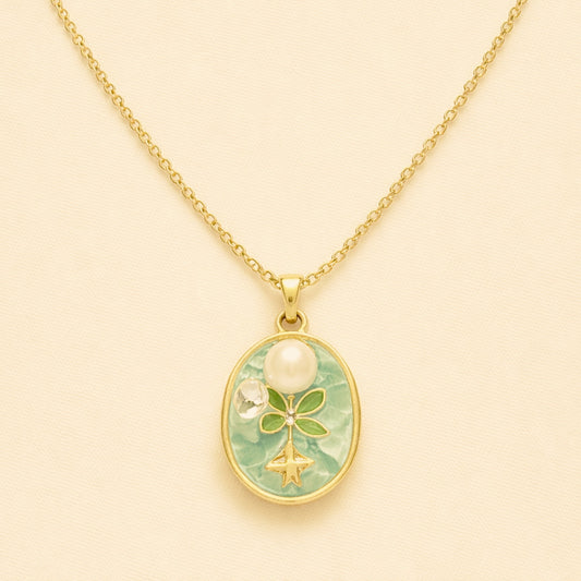 18k Gold Plated Pearl Floral necklace