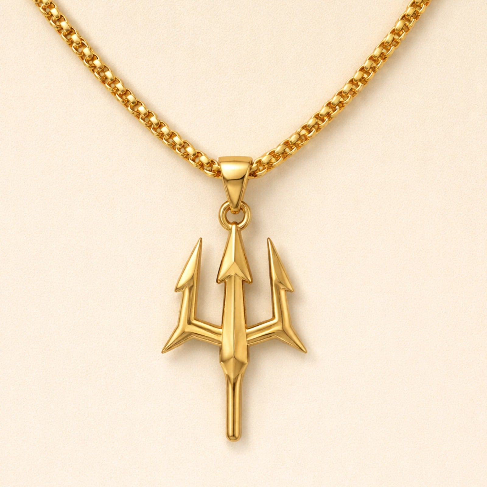 Men - 18K Gold Plated Trishul Pendant 