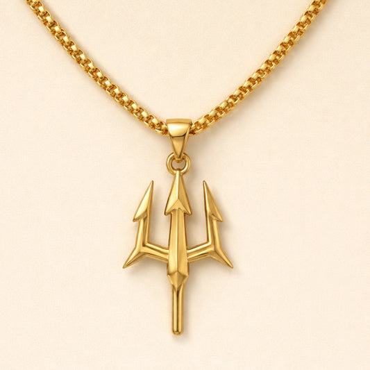 Men - 18K Gold Plated Trishul Pendant Necklace