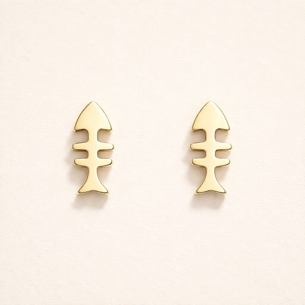 Fish Bone Stud Earrings