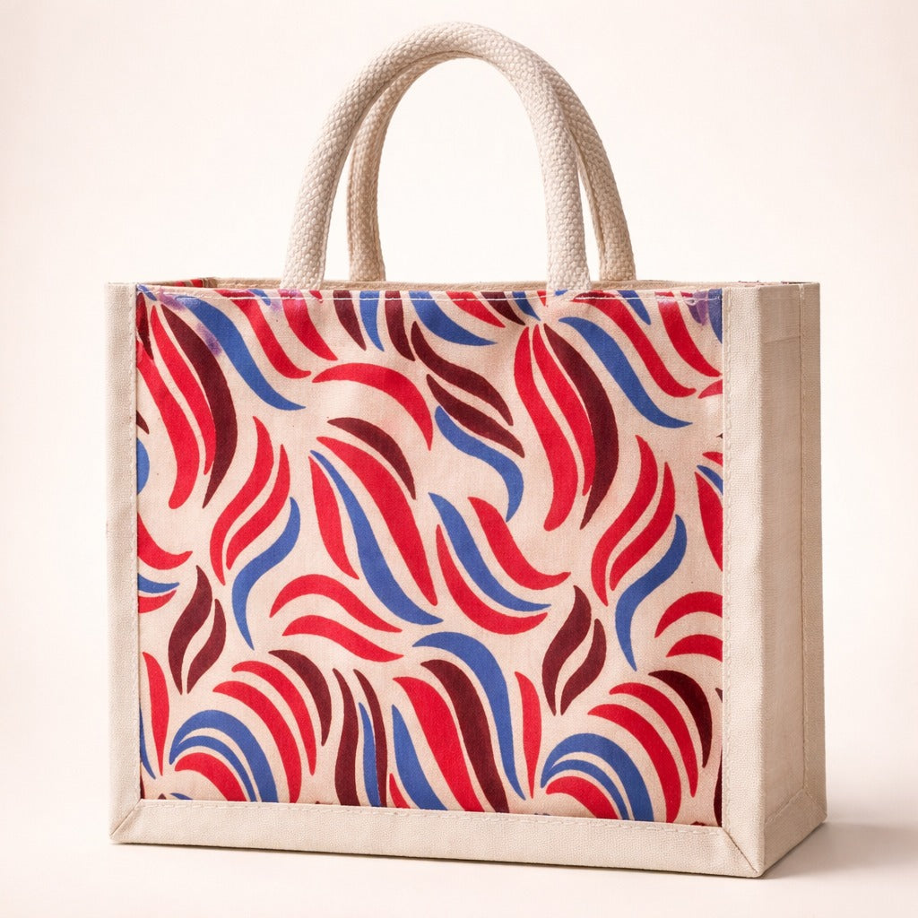 Red Printed Tote Bag