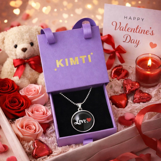 Black Love Round Pendant Necklace