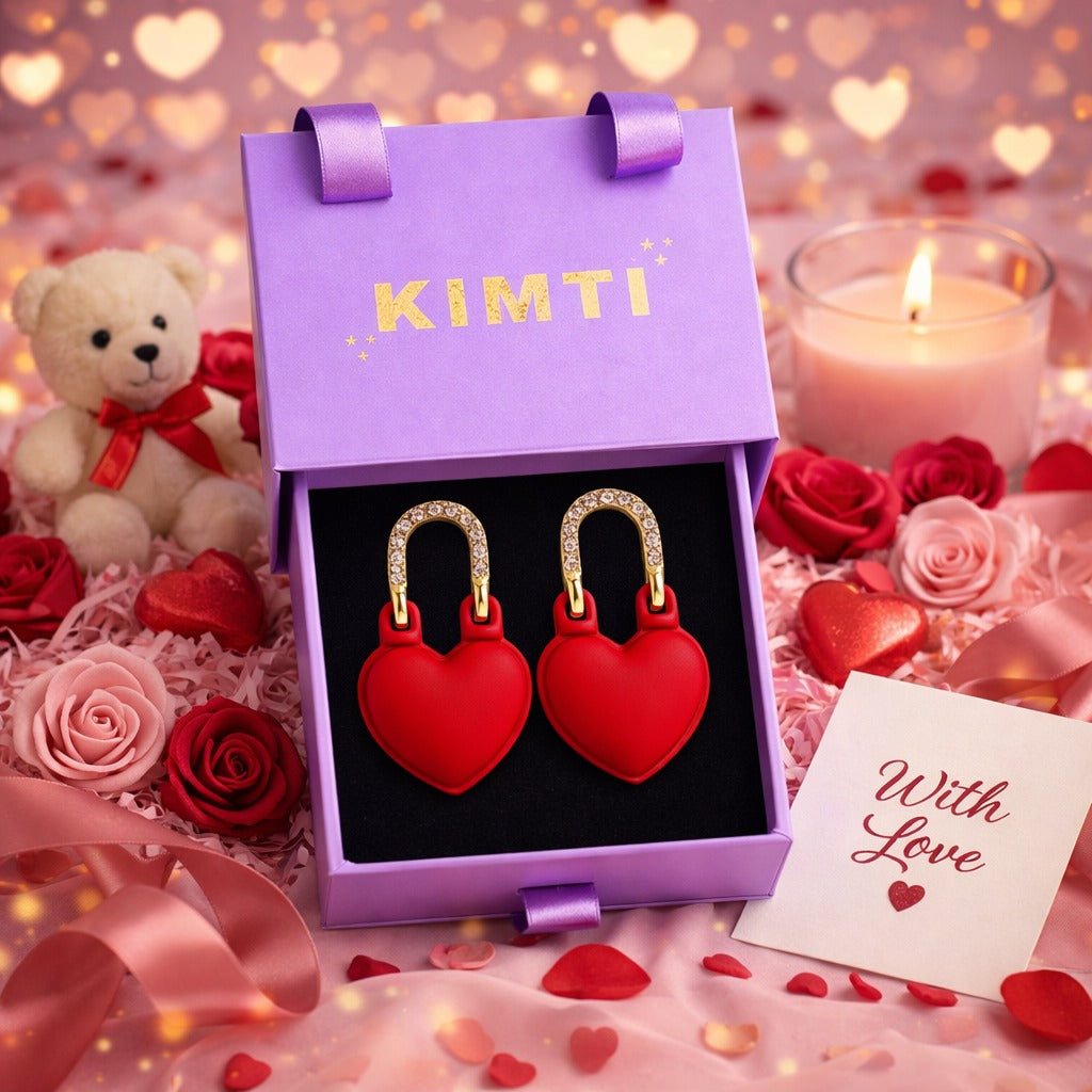 Valentine Red Heart Stud Earrings