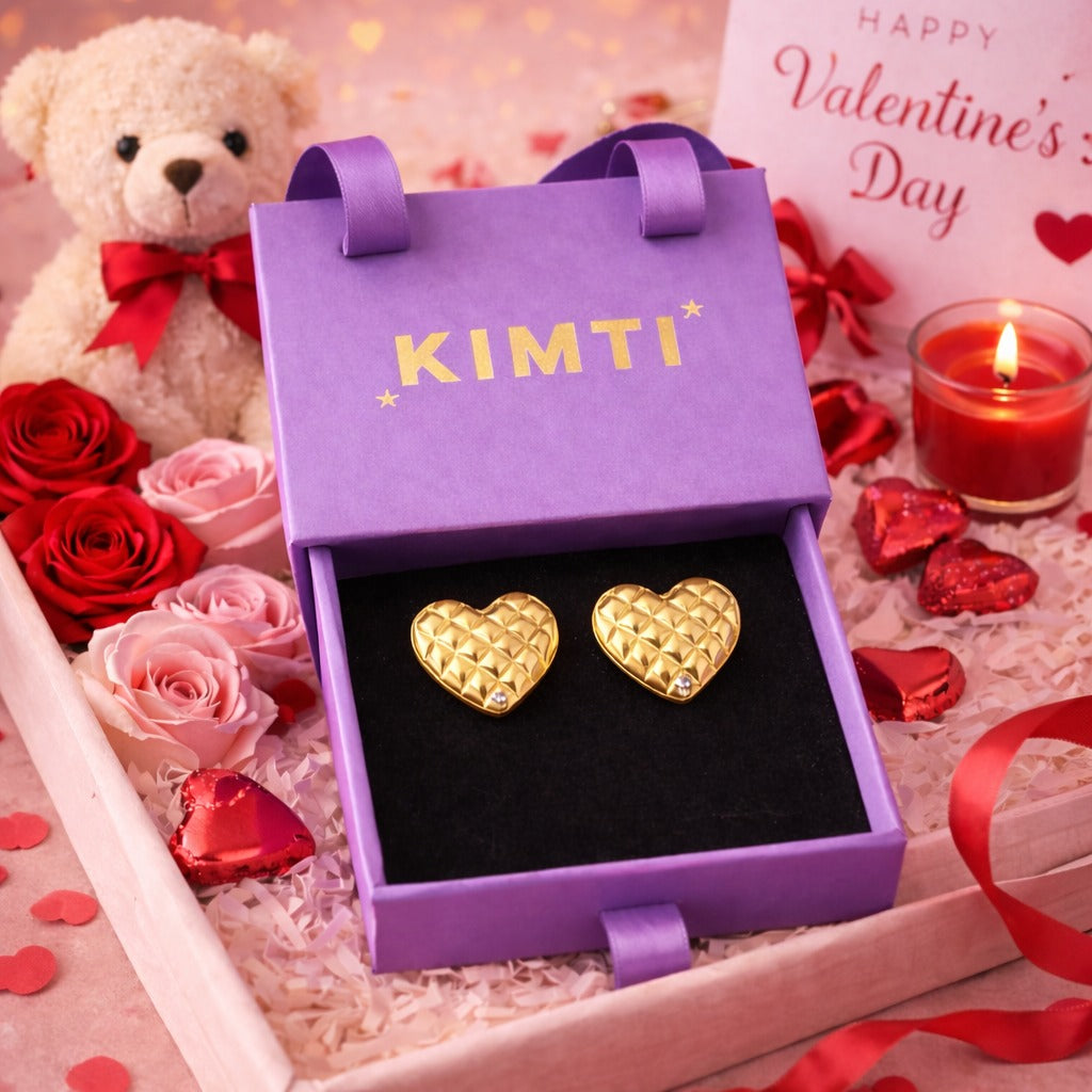 18k gold plated Regal Heart Stud earrings