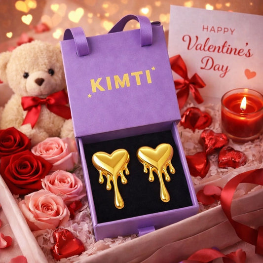 18k Gold Plated Dripping Heart Anti Tarnish Earrings