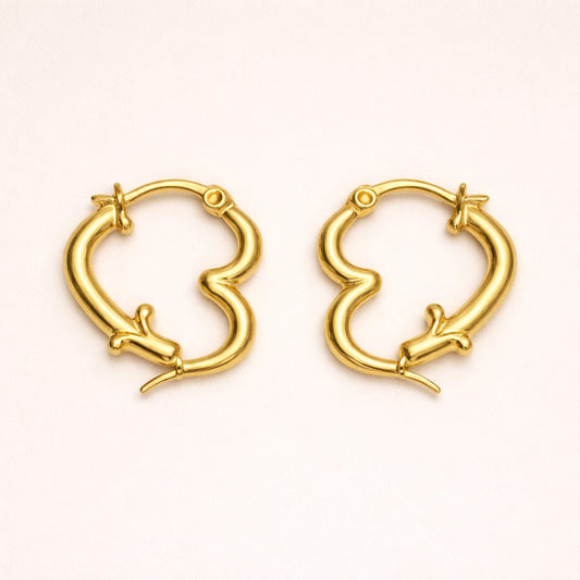18k gold plated Heart Anti Tarnish Hoop Earring