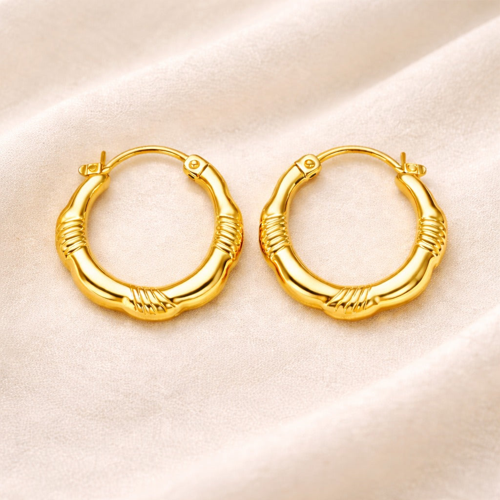 18K Gold Plated Noira Luxe Hoops Earrings