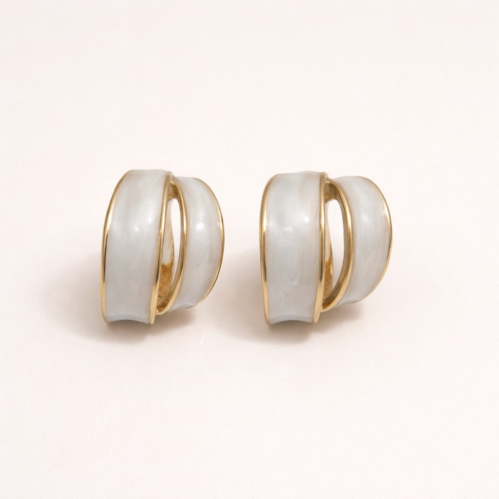 Elara Premium Enamel Gold Stud Earrings