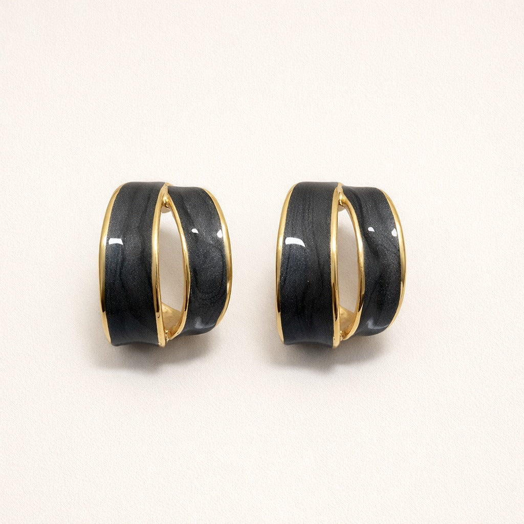 Elara Premium Enamel Gold Stud Earrings