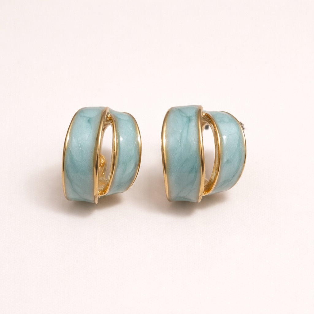 Elara Premium Enamel Gold Stud Earrings