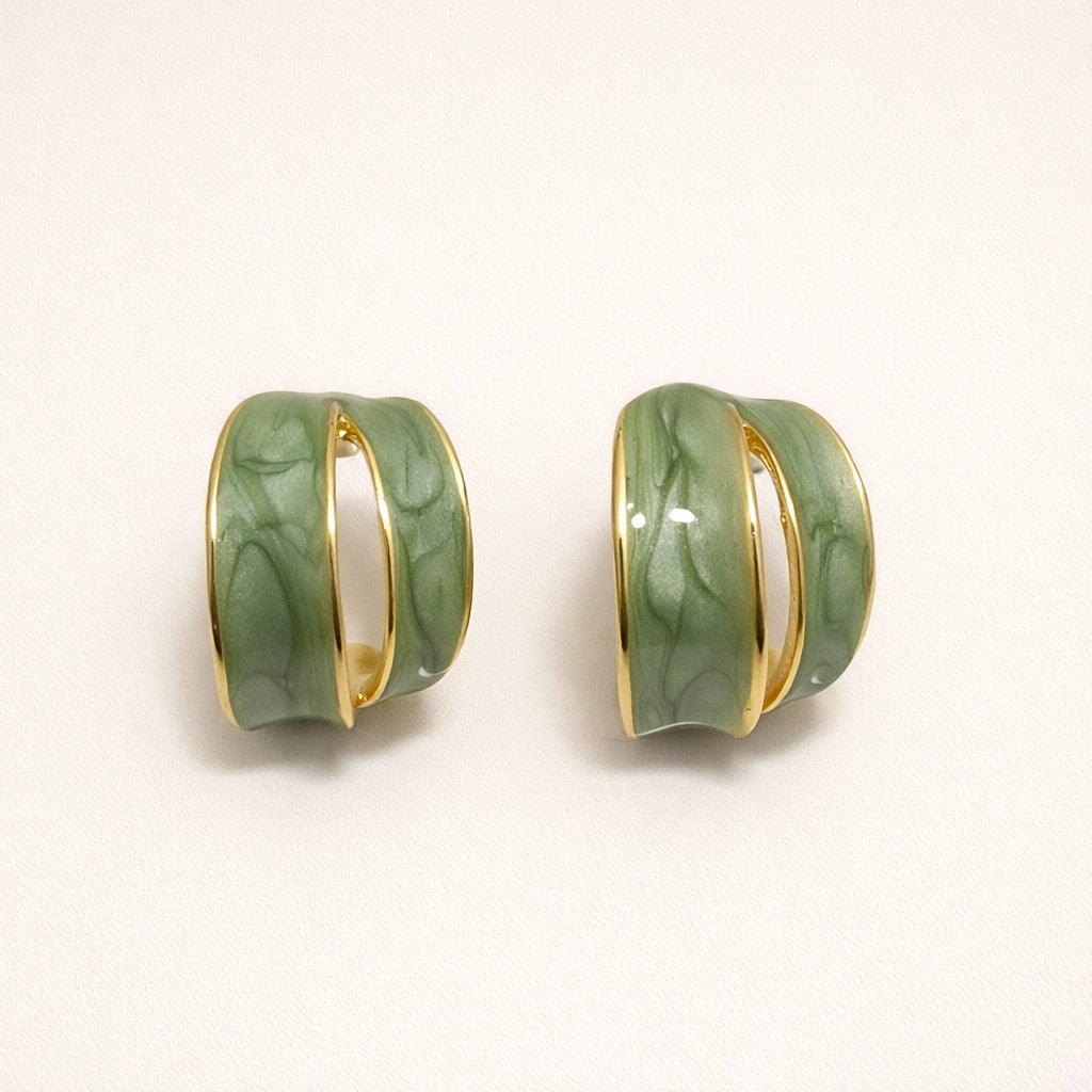 Elara Premium Enamel Gold Stud Earrings