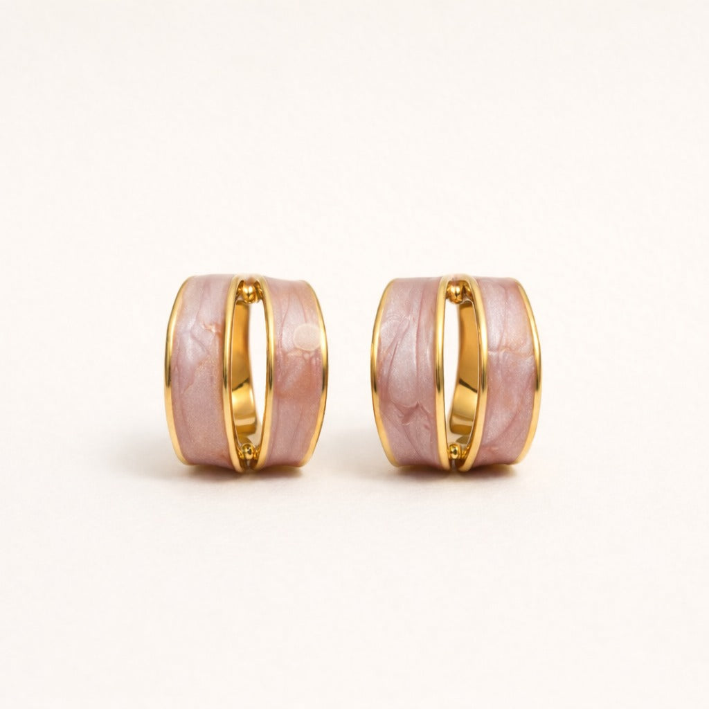 Elara Premium Enamel Gold Stud Earrings