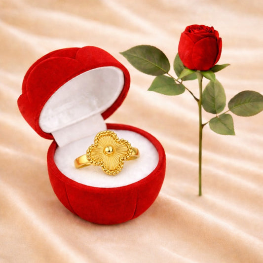 18K Gold Plated Anti-Tarnish Clover Motif Gold Ring